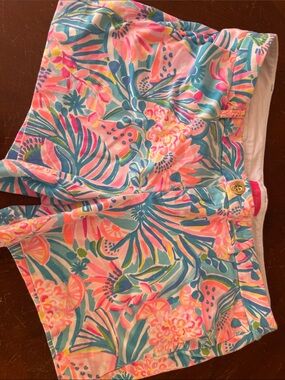 Lilly Pulitzer Pink Turquoise Floral Print Women’s Shorts size 16